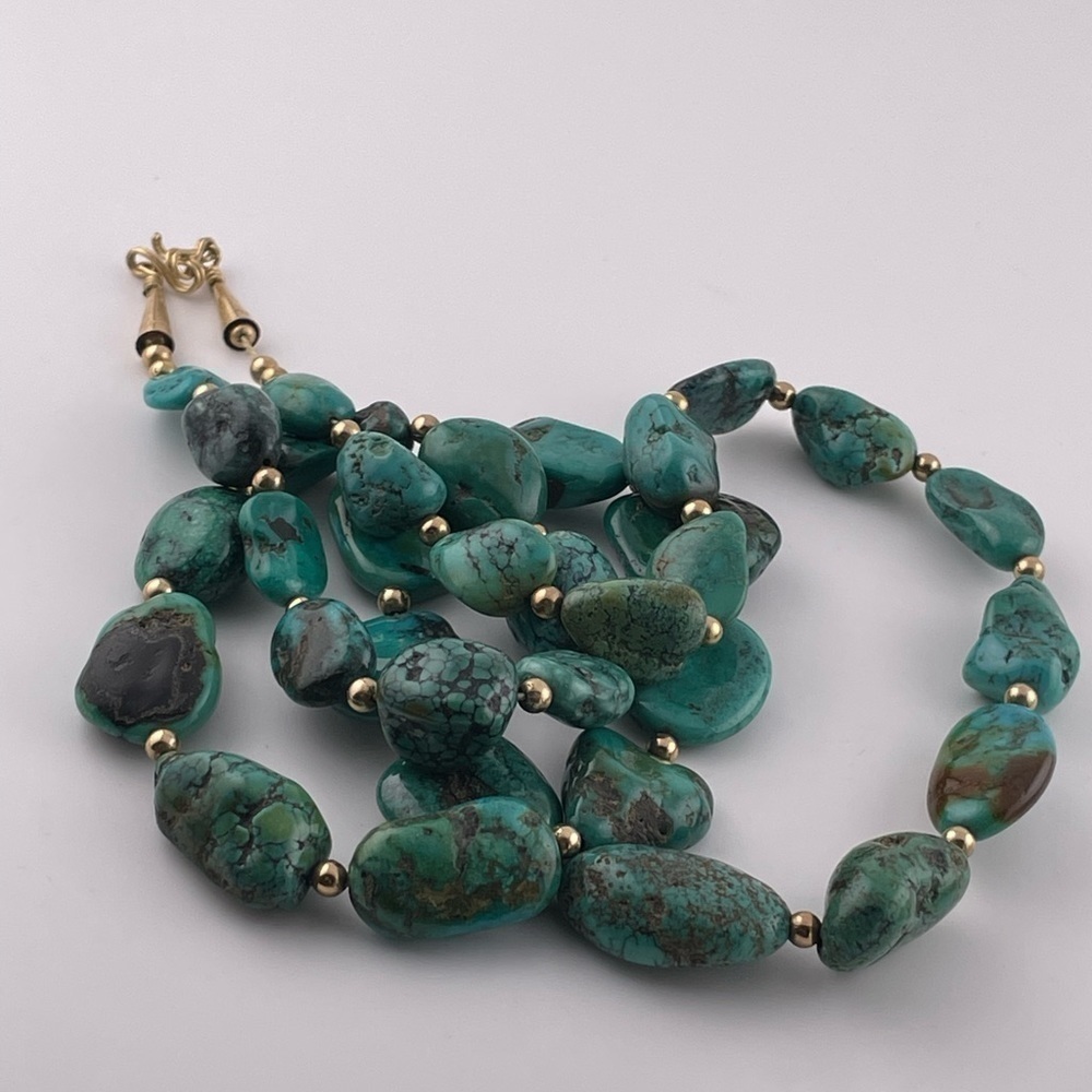Chunky statement Authentic turquoise boho necklace, 32”​​​​​​​​​​​​​​​ - Picture 2 of 11
